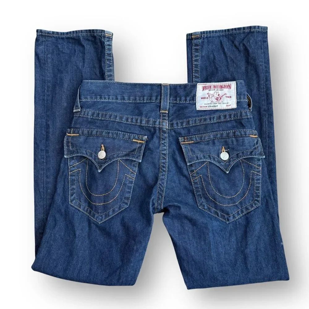 True Religion Straight Flap Red Orange Men’s Jeans 30 x 33